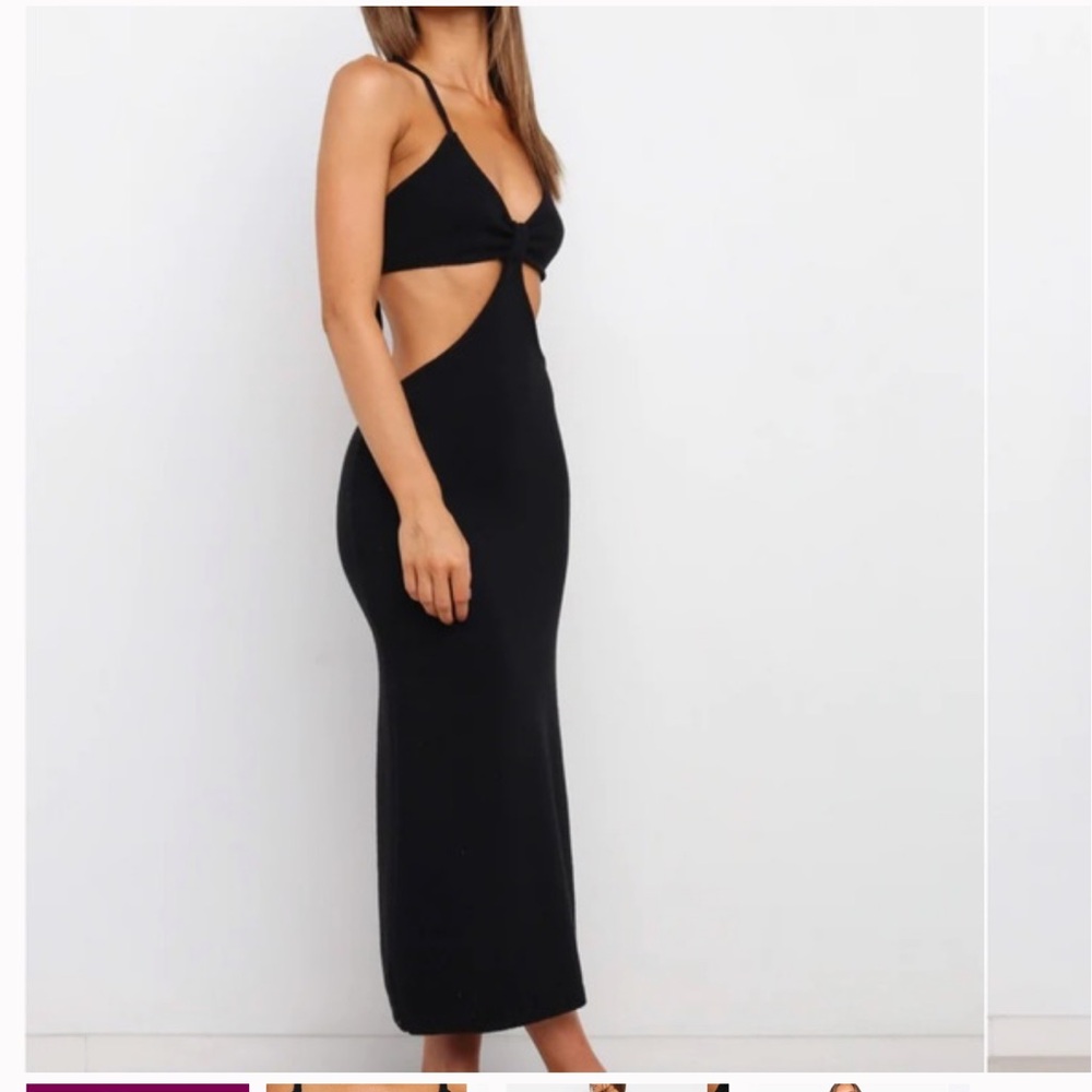 Petal & Pup Hailey Dress Black Backless Tie Back Cutout Knit NWOT size 2